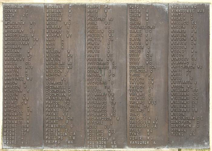 Bronze plaques with five columns of names